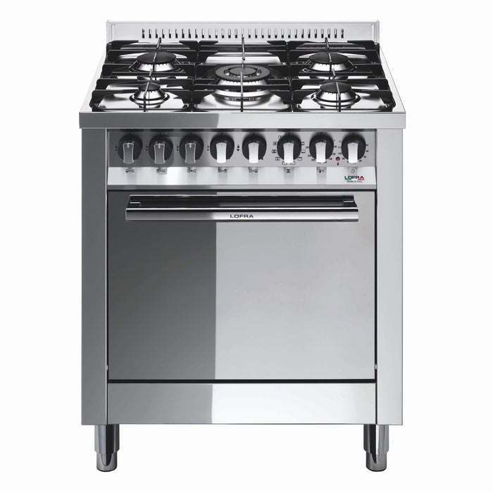 Lofra Maxima 70cm 5-Burner Dual Fuel Range Cooker - Stainless Steel