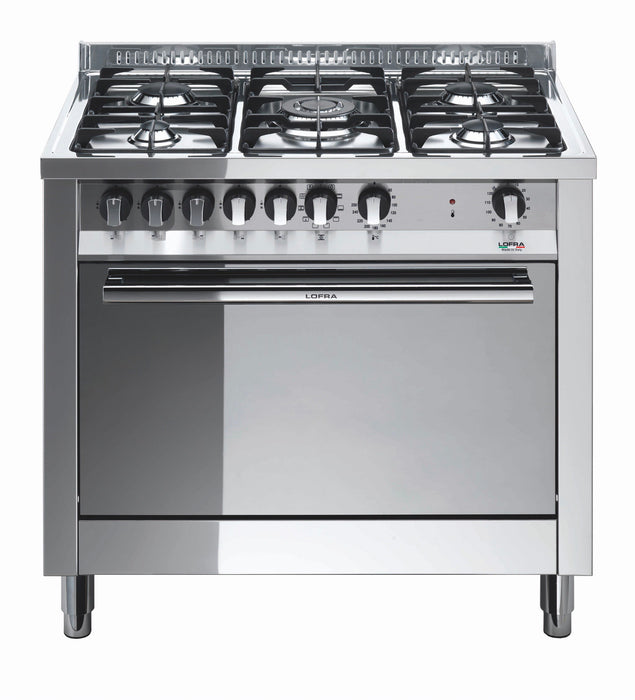 Lofra Maxima 90cm 5-Burner Dual Fuel Range Cooker - Stainless Steel