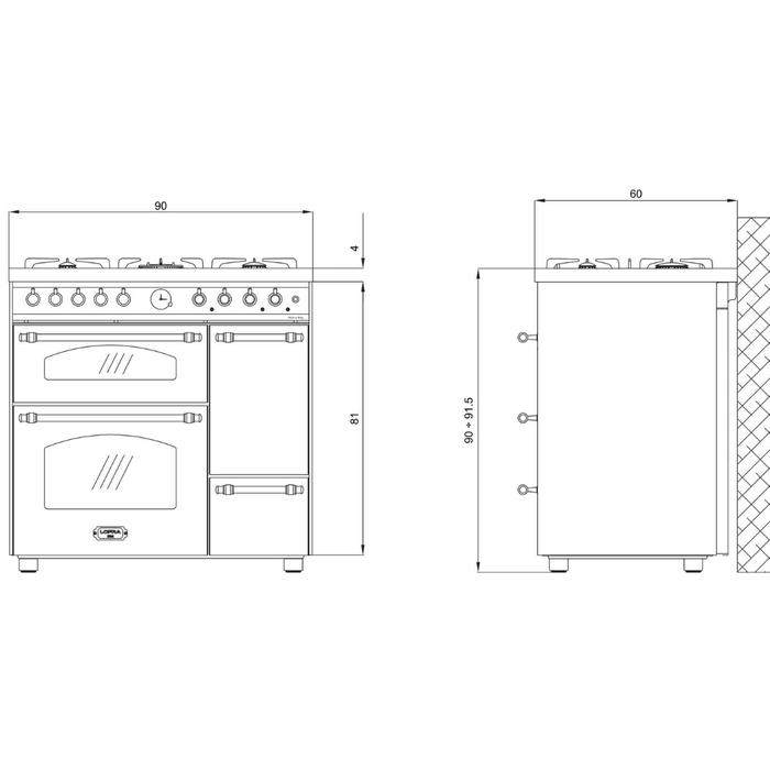 Lofra Dolcevita 90cm Triple Electric Oven Dual Fuel Range Cooker